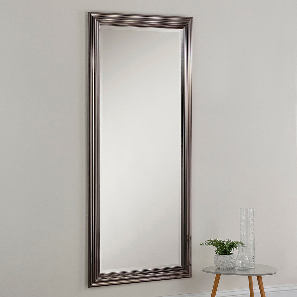 Chrome rectangular frame beveled edge glass mirror