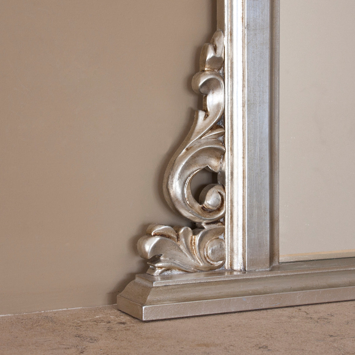 Silver narrow frame arched glass mirror