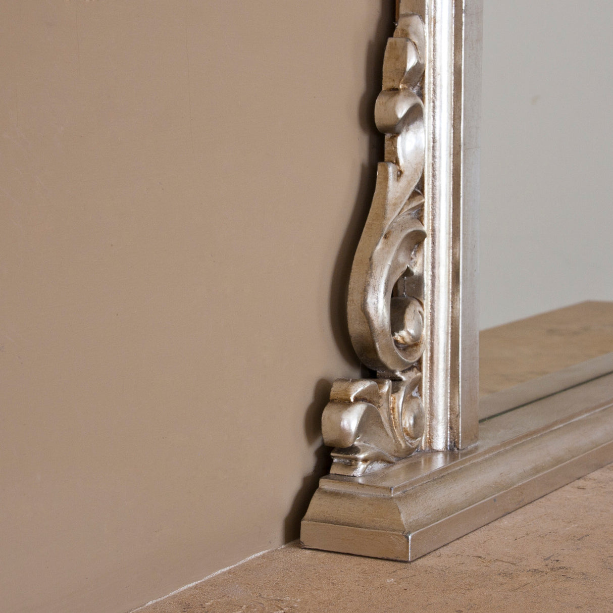 Silver narrow frame arched glass mirror