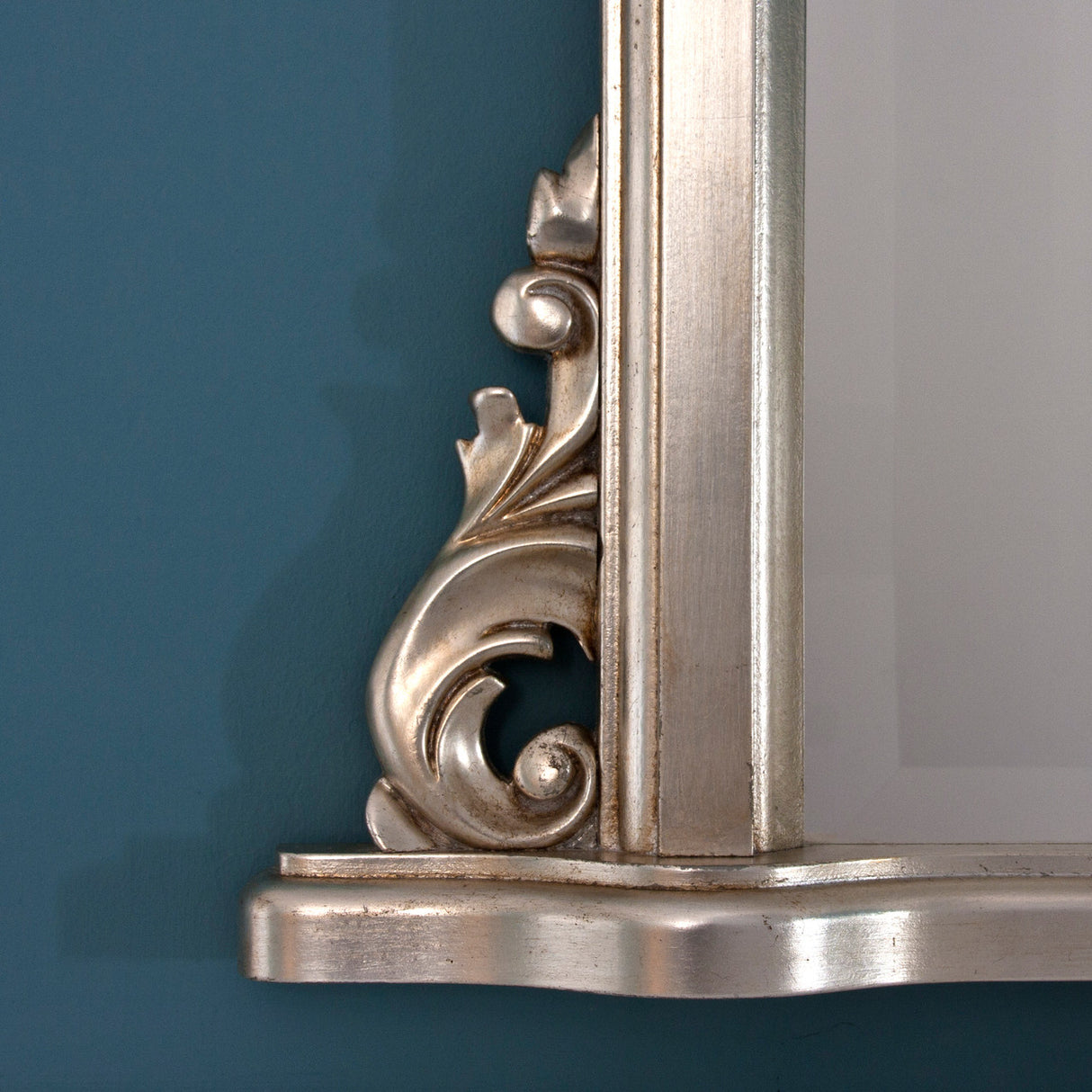 Silver frame arched beveled glass mirror