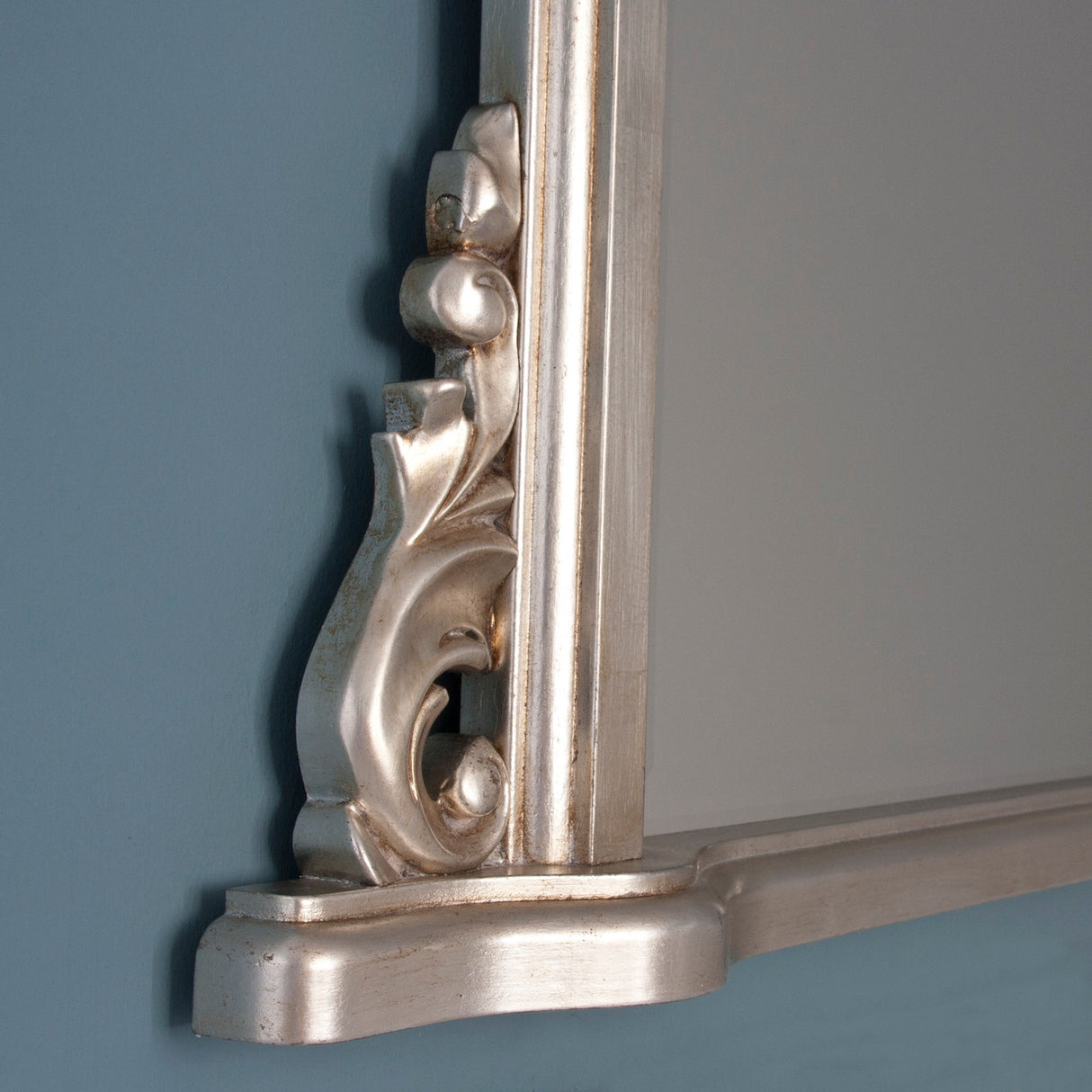 Silver frame arched beveled glass mirror