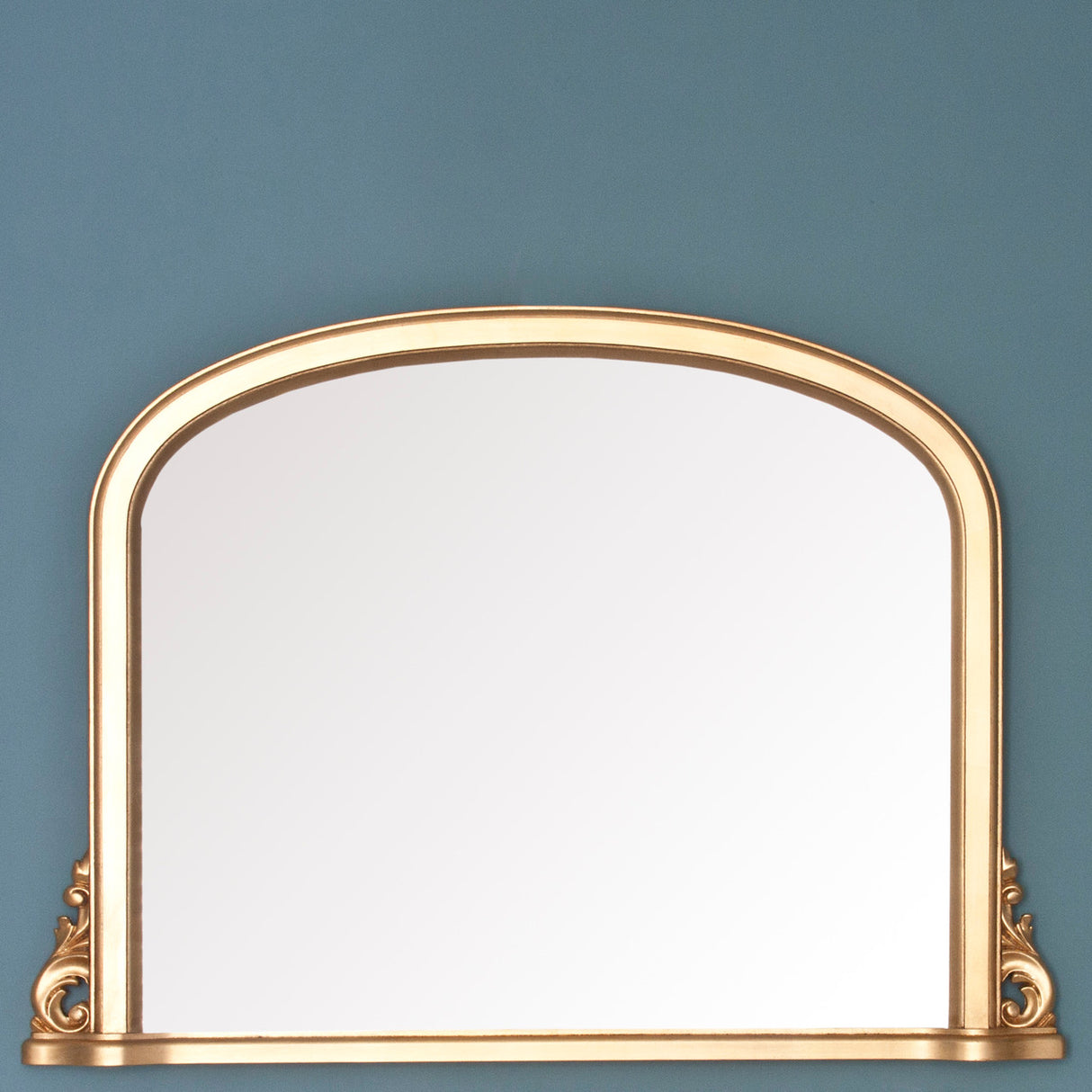 Gold frame arched beveled glass mirror