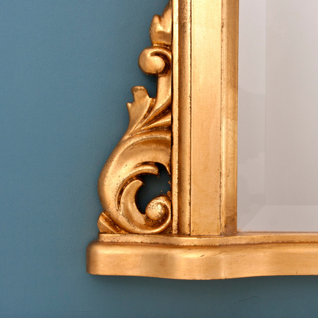 Gold frame arched beveled glass mirror