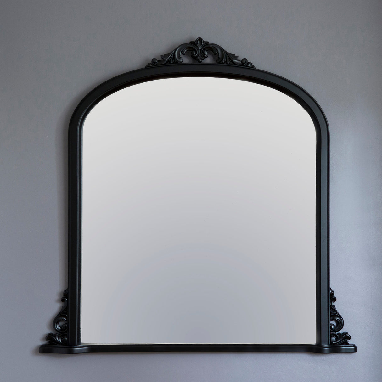 Black curved frame arched glass mirror