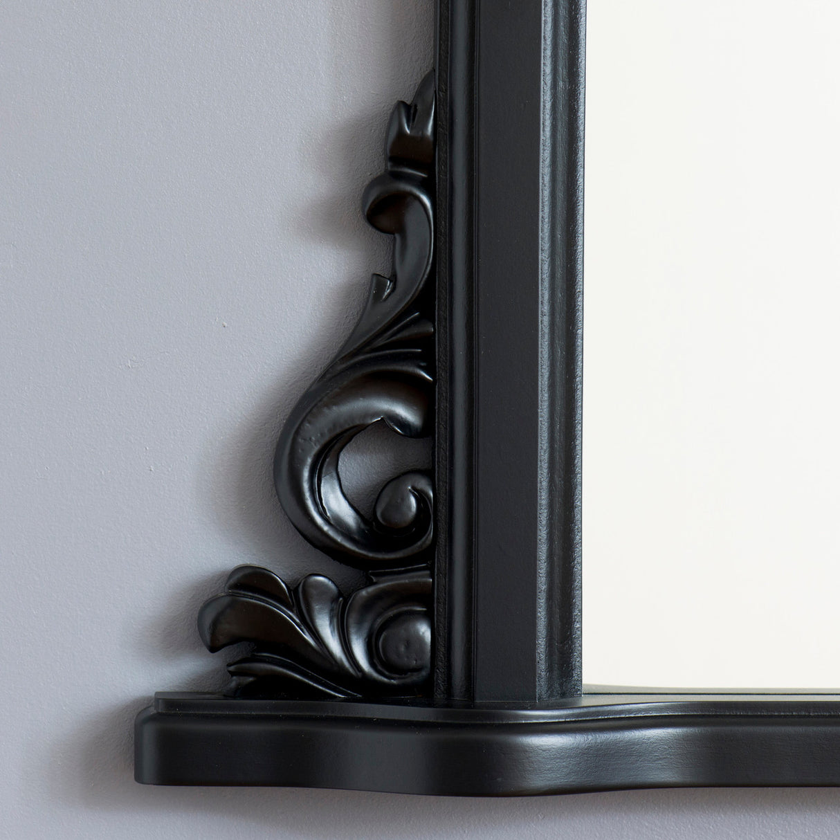 Black curved frame arched glass mirror