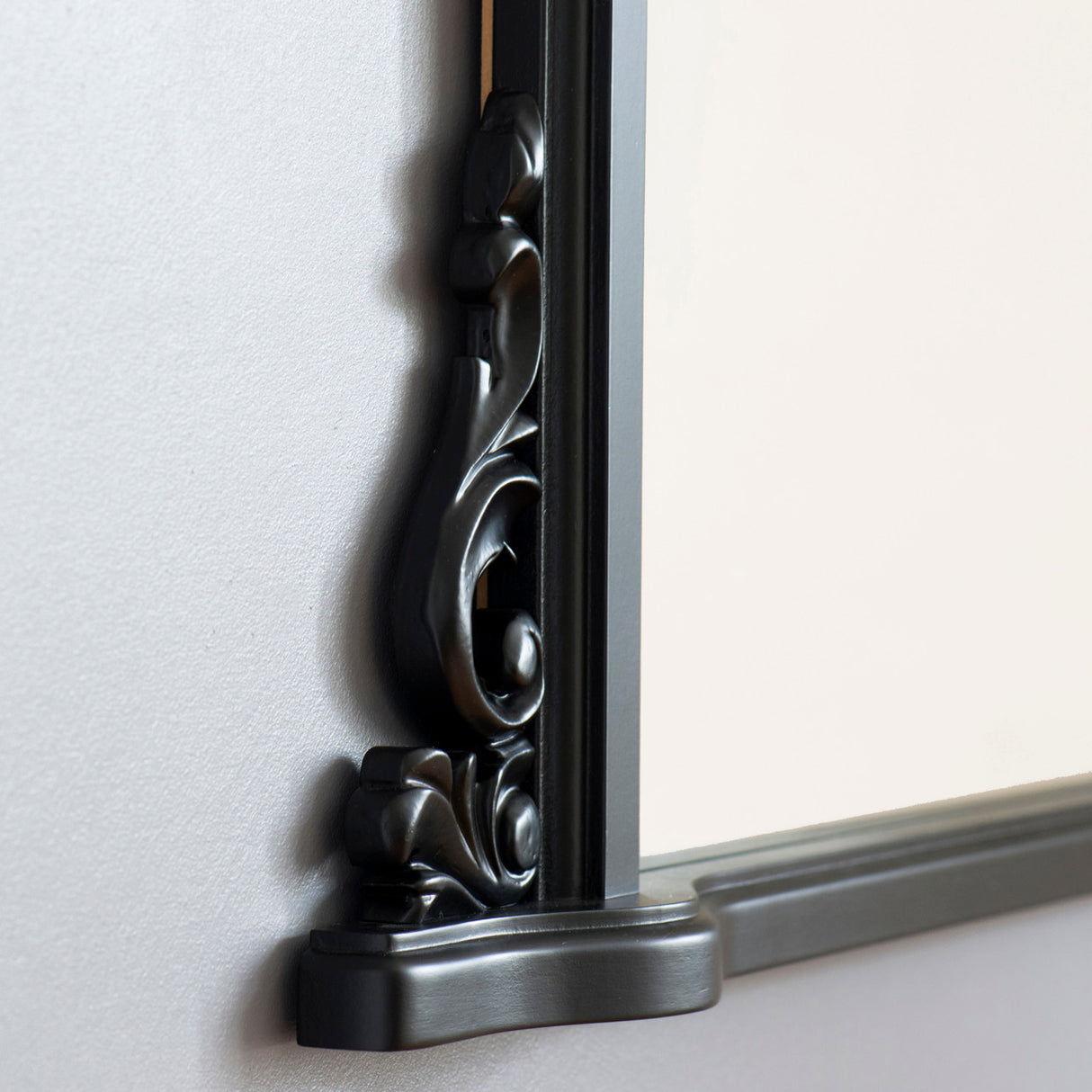 Black curved frame arched glass mirror