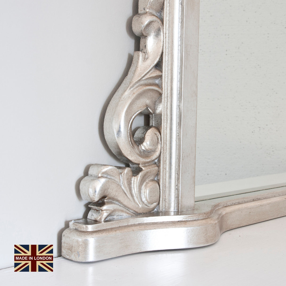 Silver large frame arched glass mirror