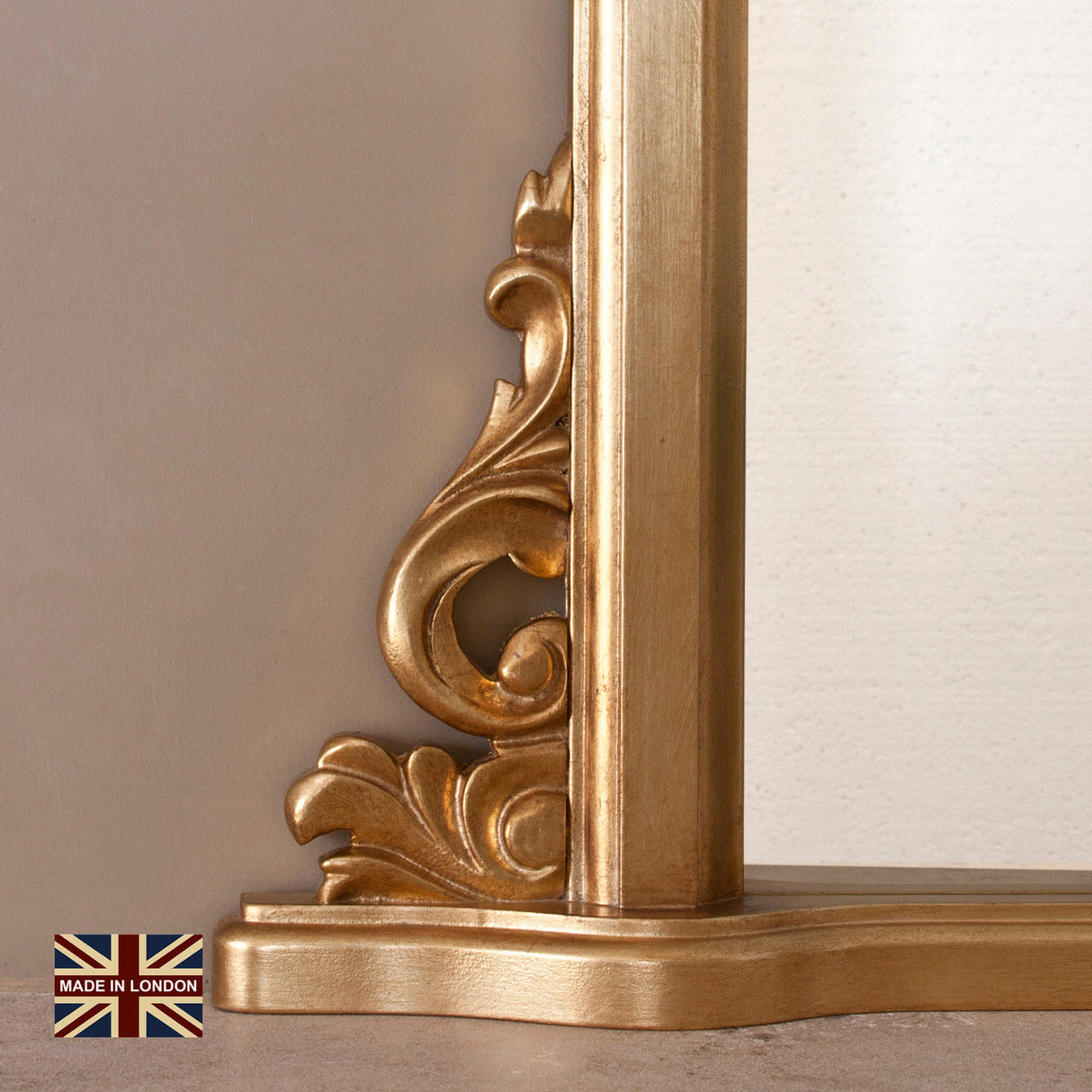Antiqued gold large frame arched glass mirror