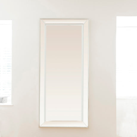 Rectangular frame angled beveled edge full length glass wall mirror