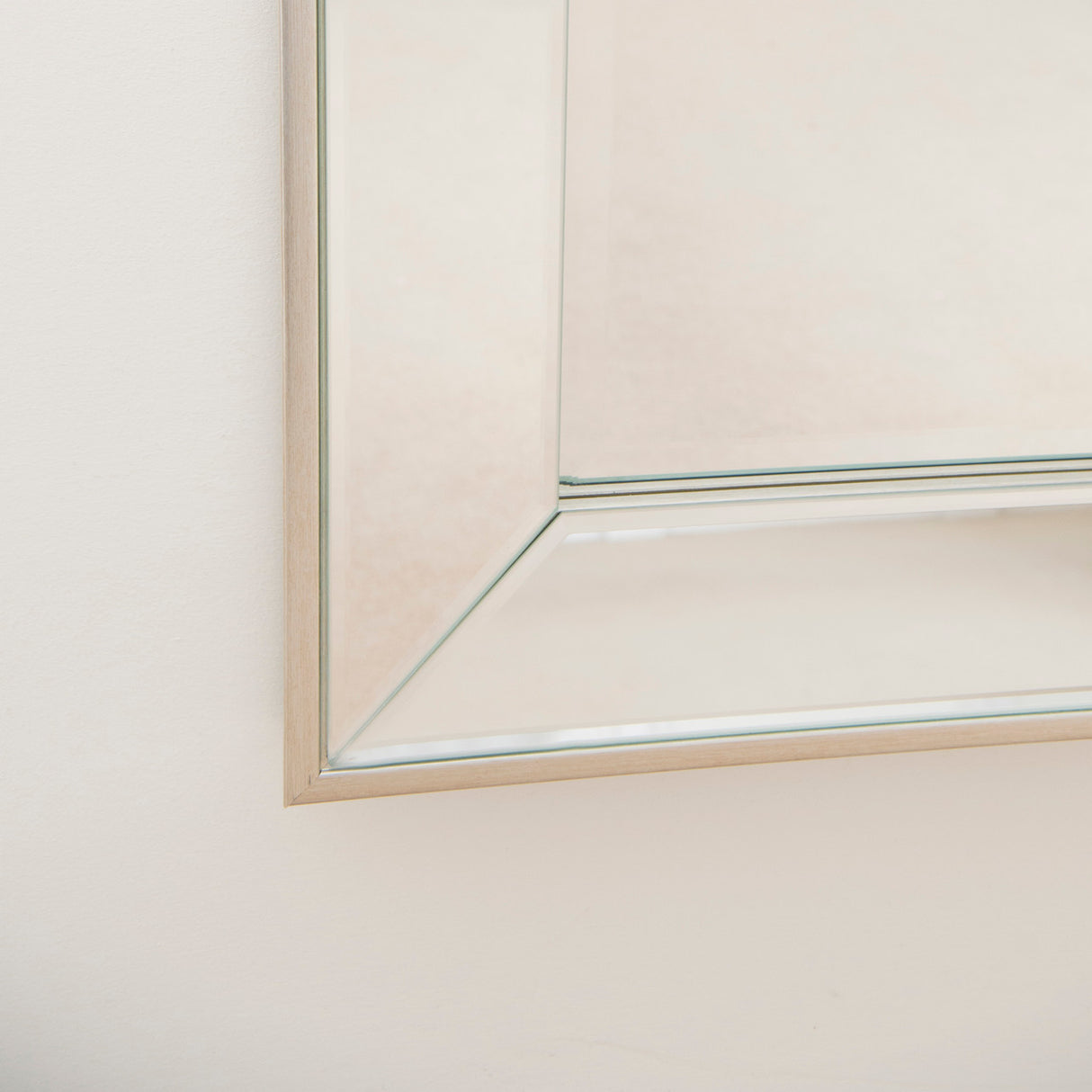 Rectangular frame angled beveled edge full length glass wall mirror