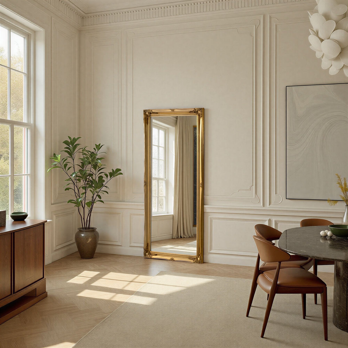 Carved french style full length mirror