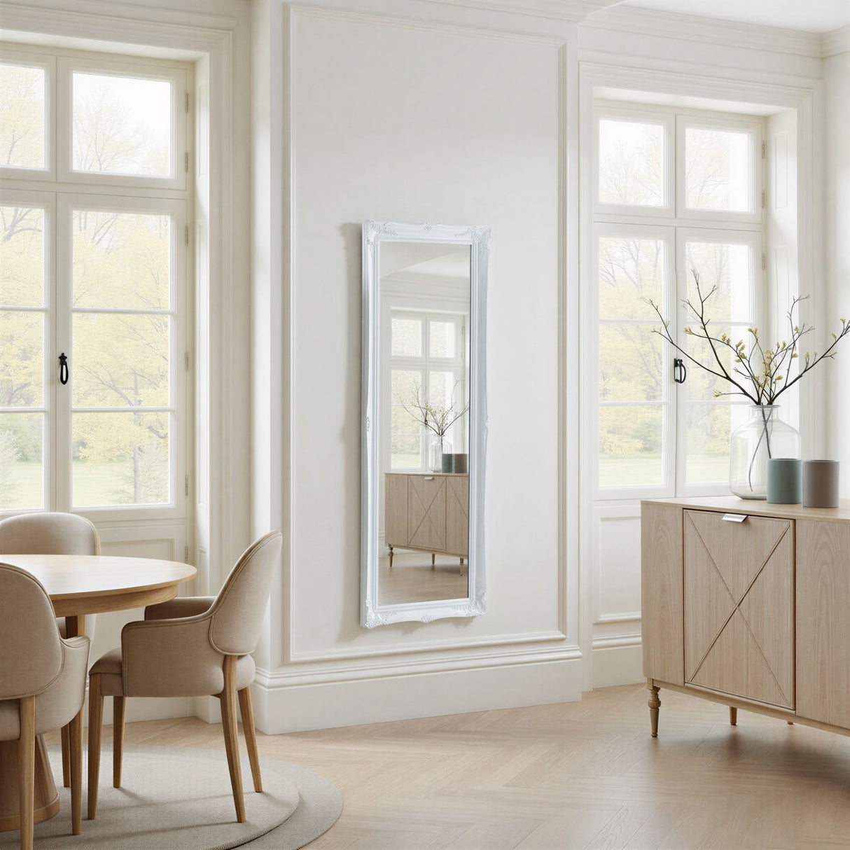 french carved white mirror