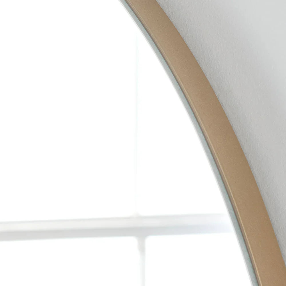 Gold minimal frame arched glass mirror