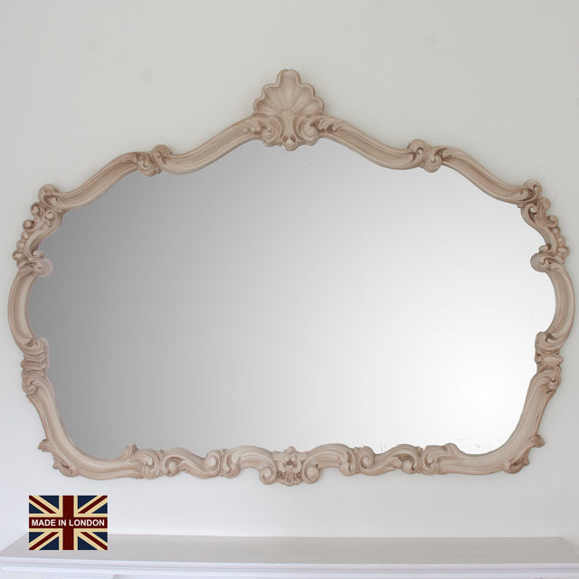 Renaissance ivory curved frame arched glass mirror