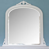 White decorative frame arched beveled edge glass mirror