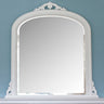 White decorative frame arched beveled edge glass mirror