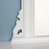 White decorative frame arched beveled edge glass mirror