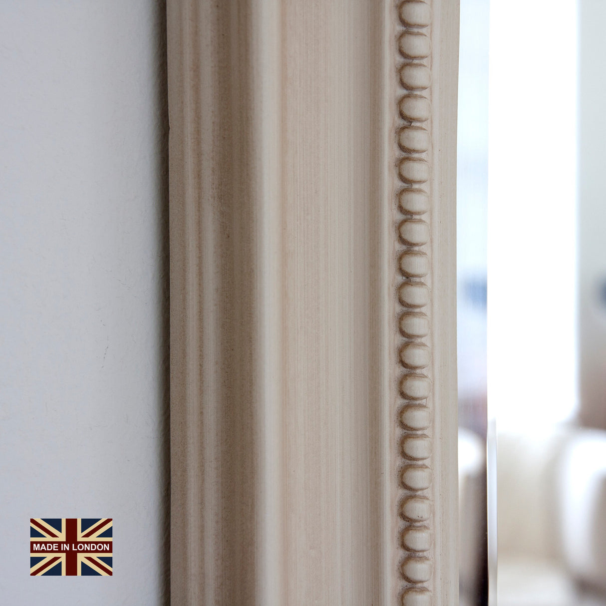 Ivory tall frame arched glass mirror 