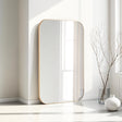 Rectangular curved corner slim frame gold full length glass mirror