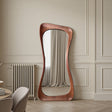 Large walnut abstract mirror