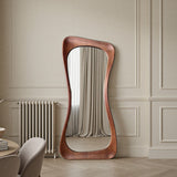 Large walnut abstract mirror