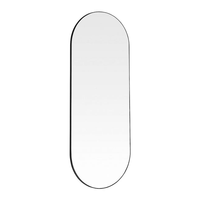 tall full length oval mirror with slim black frame