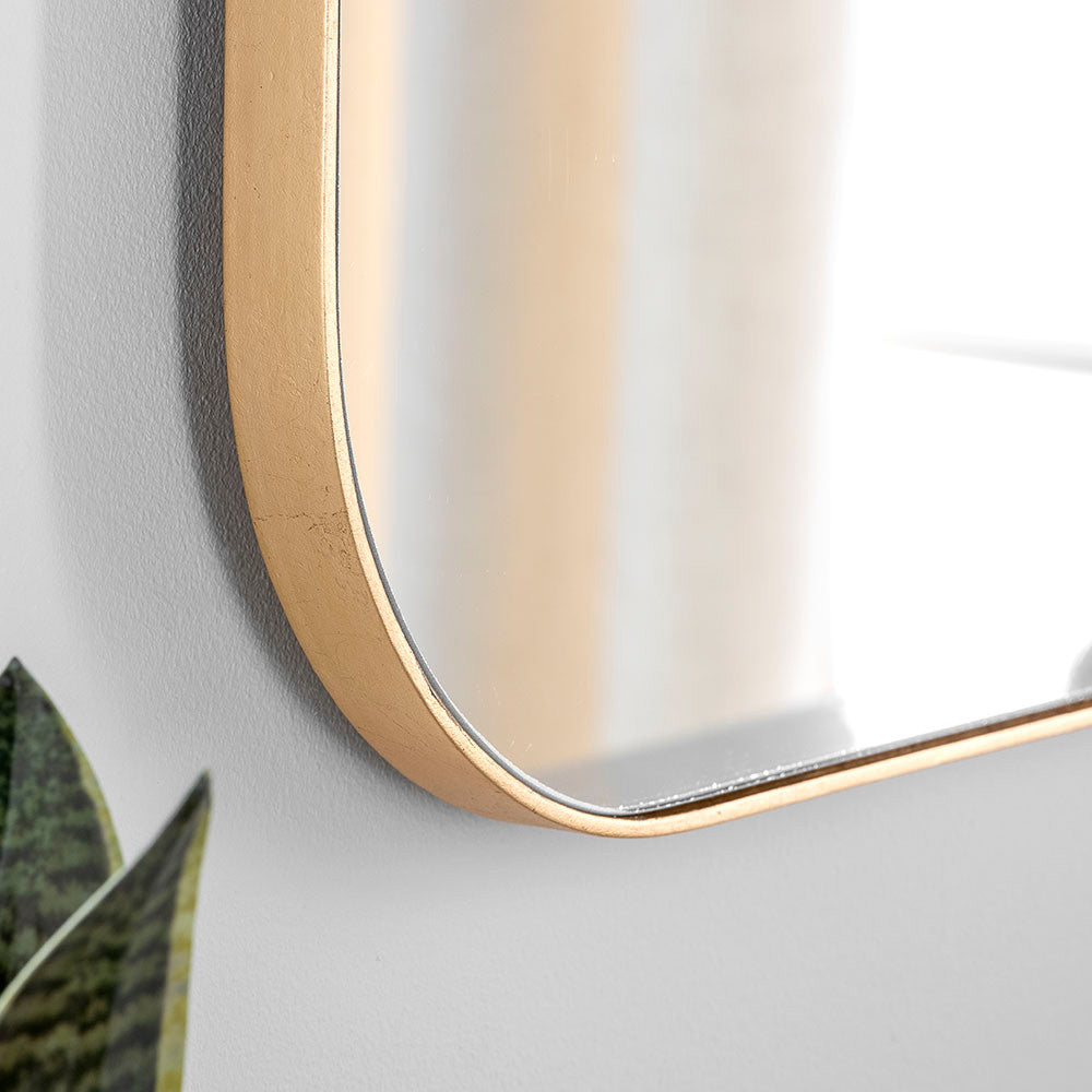 Rectangular curved corner slim frame gold full length glass mirror