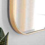 Rectangular curved corner slim frame gold full length glass mirror