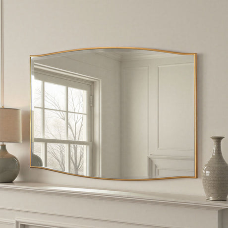Curved classic bevelled mirror gold