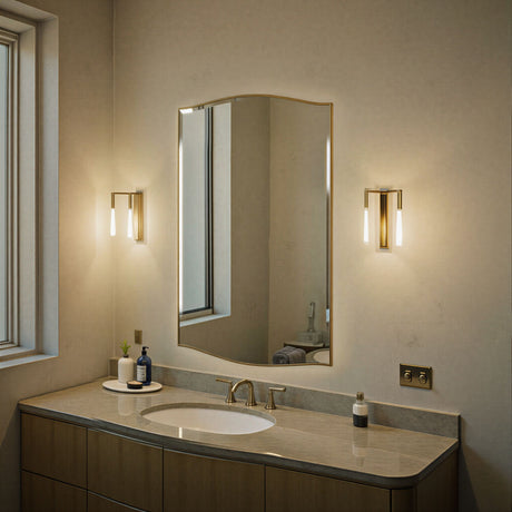 Curved classic bevelled mirror gold