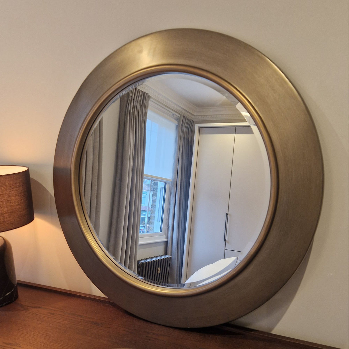 round bevel mirror