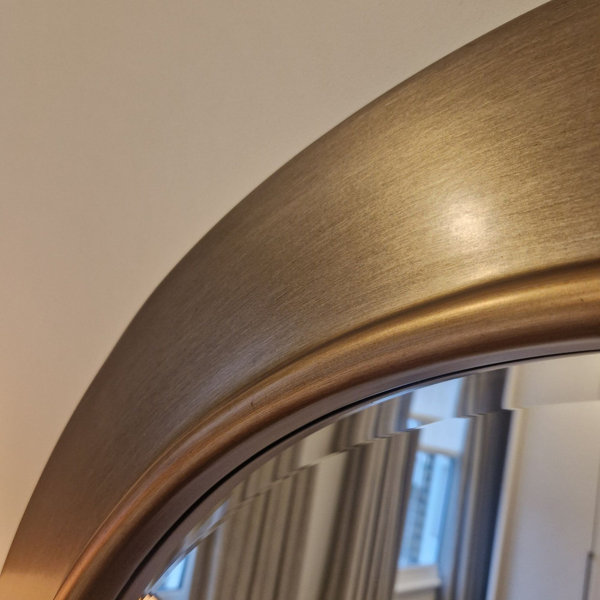 Ava Pewter Round Bevelled Mirror Gold Trim