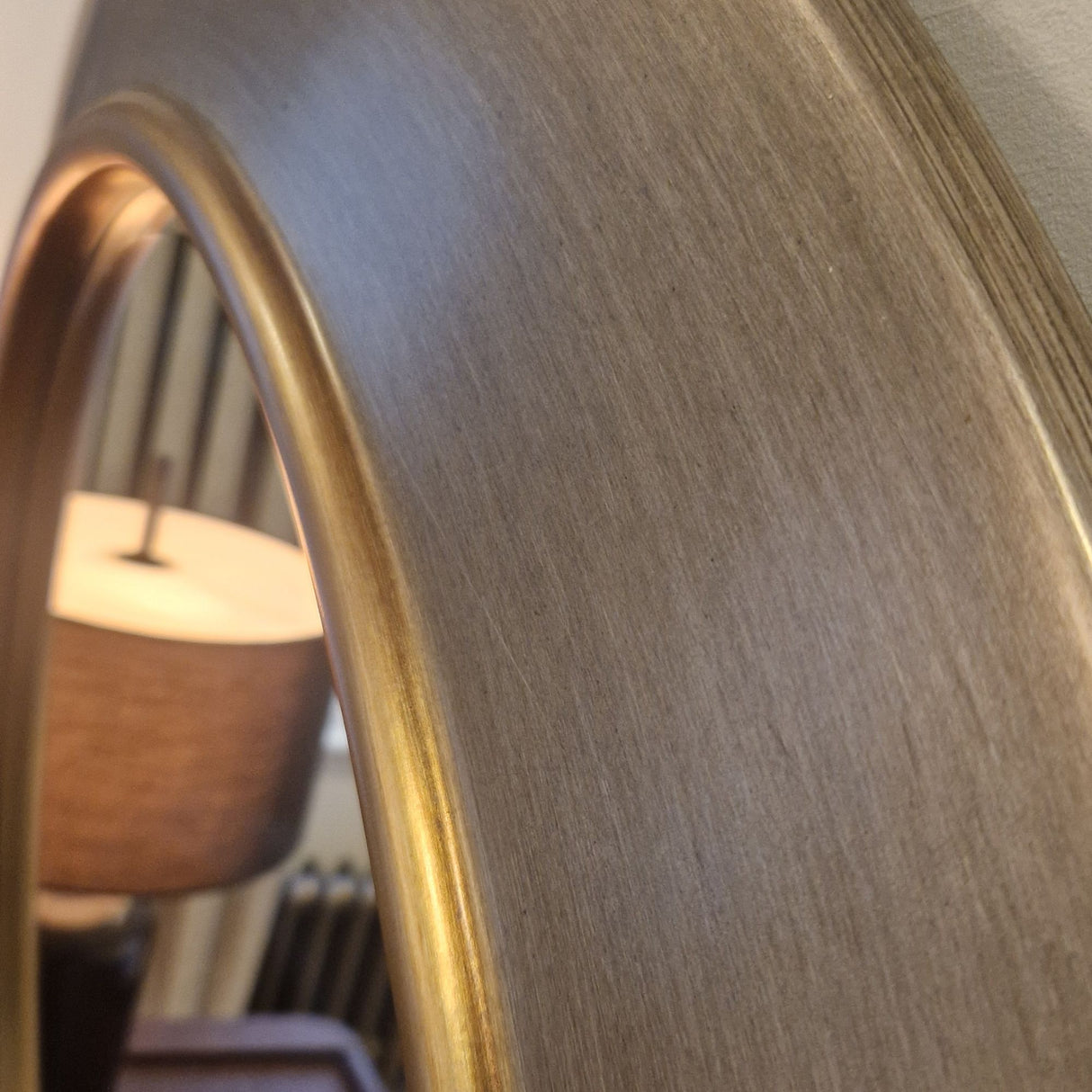 Ava Pewter Round Bevelled Mirror Gold Trim