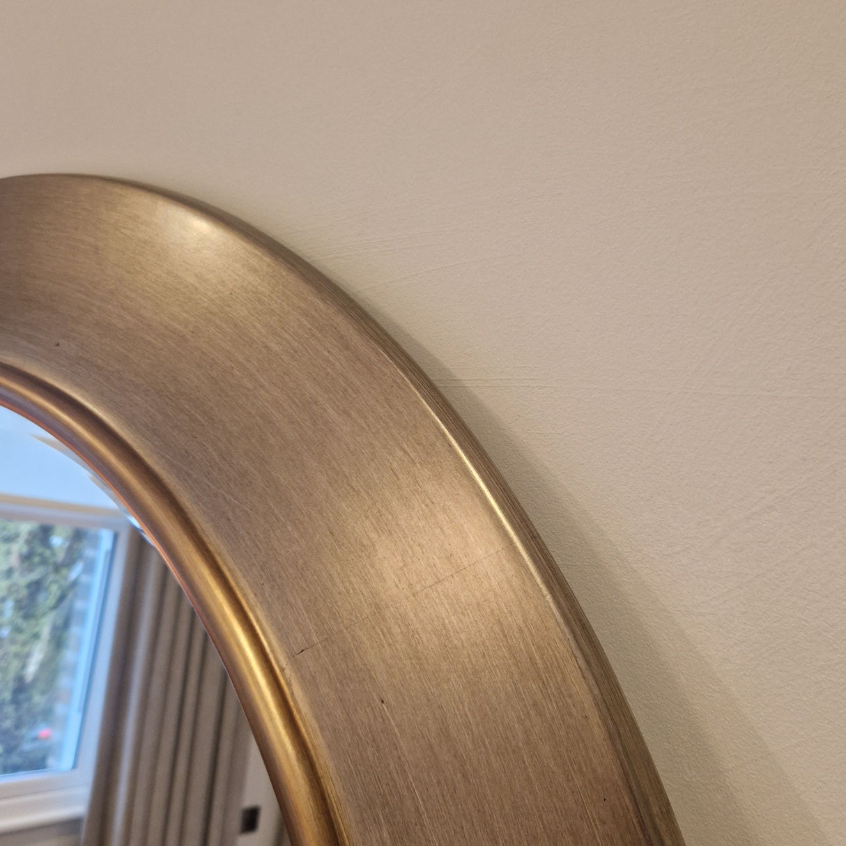 Ava Pewter Round Bevelled Mirror Gold Trim