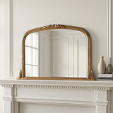 Gold antique overmantle mirror with beads bevelled