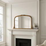 Gold antique overmantle mirror with beads bevelled