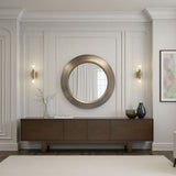 Round metallic silver and gold mirror