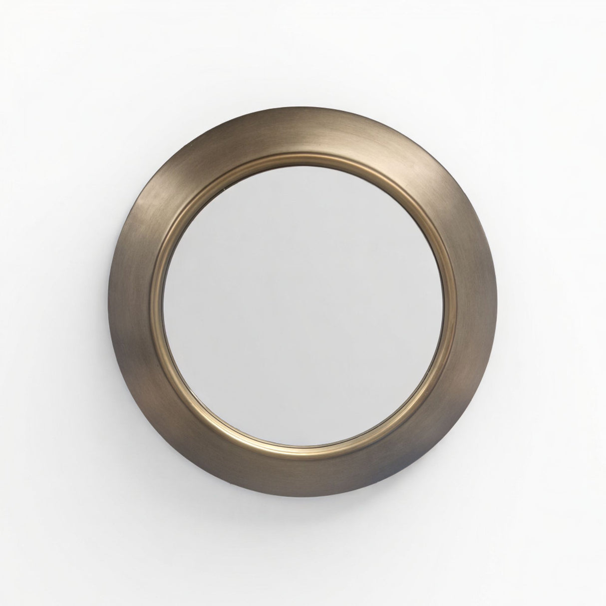 Round metallic silver and gold mirror
