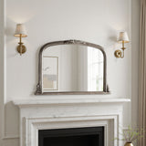 Silver beaded overmantle mirror