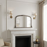 Beaded overmantle mirror silver