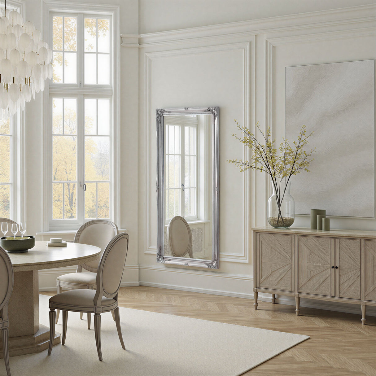 Carved french style full length mirror