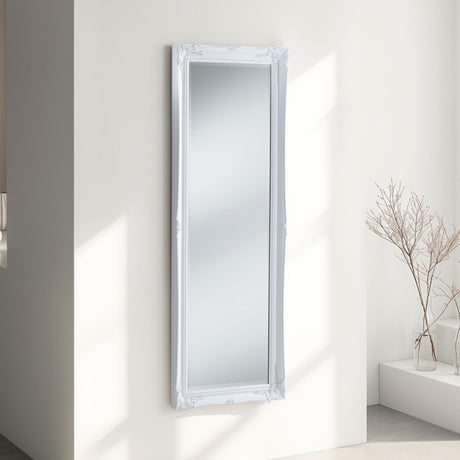 Carved white french style baroque mirror