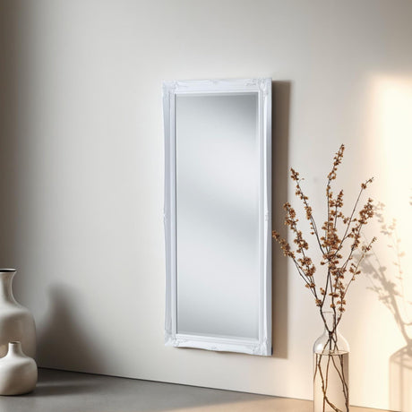 Carved white french style baroque mirror