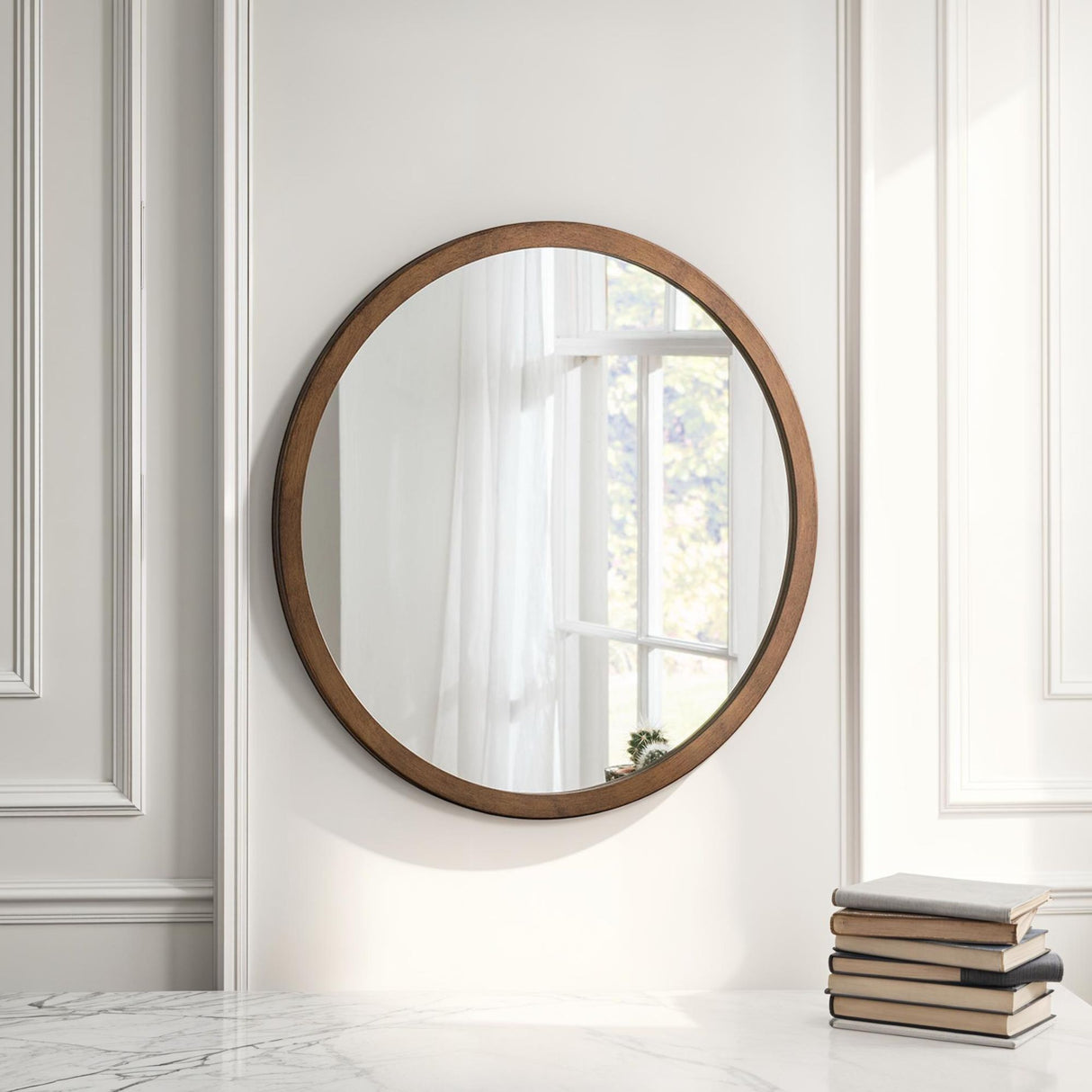 Modern Bronze Round Mirror