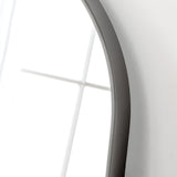 Black irregular rectangular curved edge minimal frame glass mirror