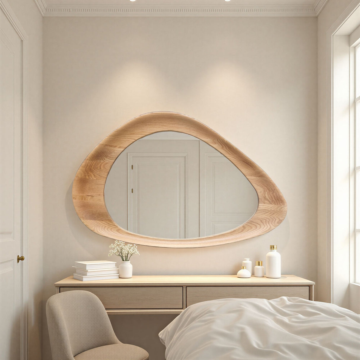 Organic abstract oak mirror