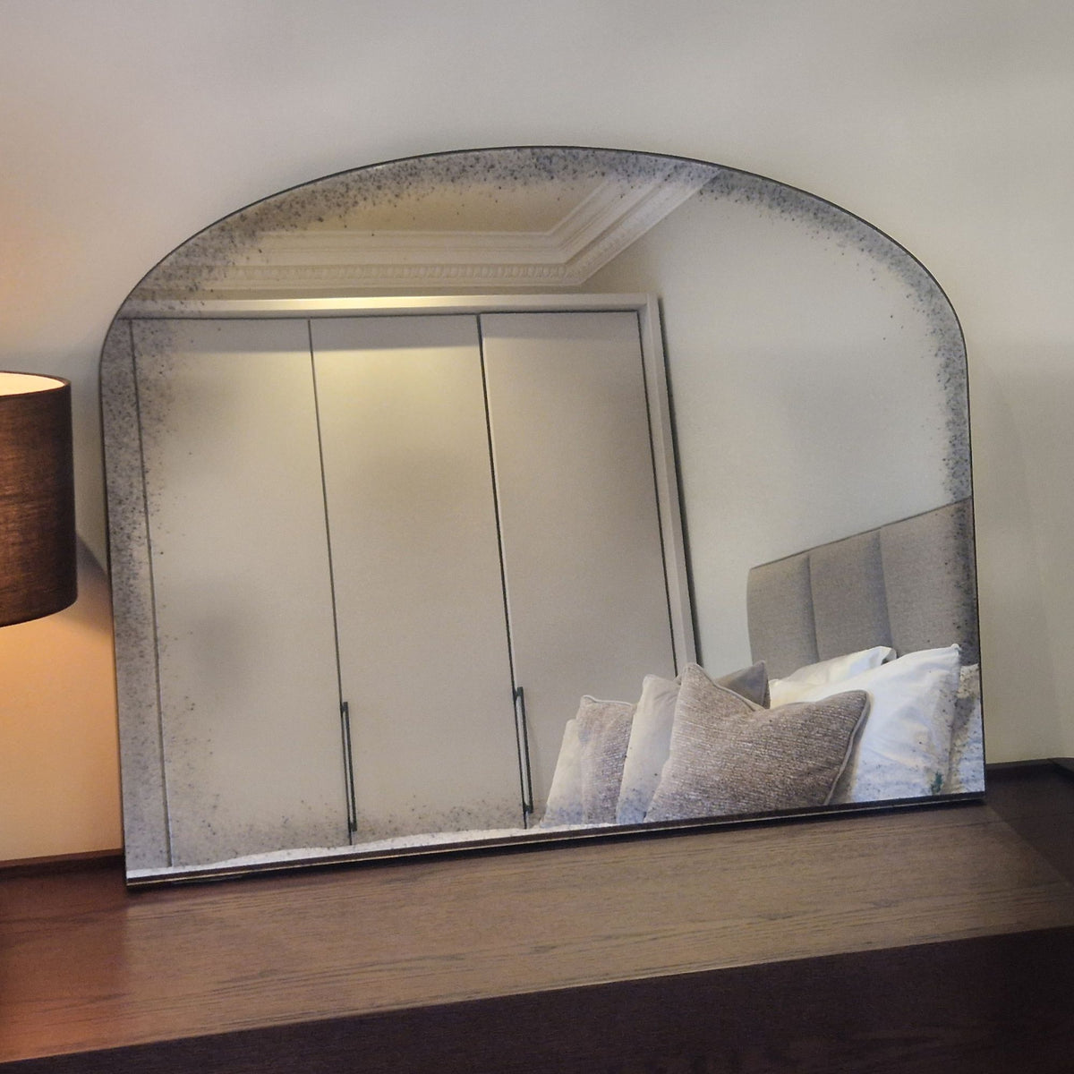 Dulwich Curved Antiqued Glass Industrial Mantle Mirror – Decorative ...