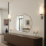 Curved organic bevelled mirror gold