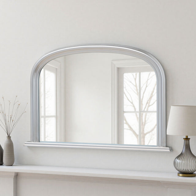 Silver fireplace mirror