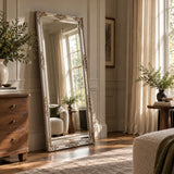 carved silver ornate full length mirror